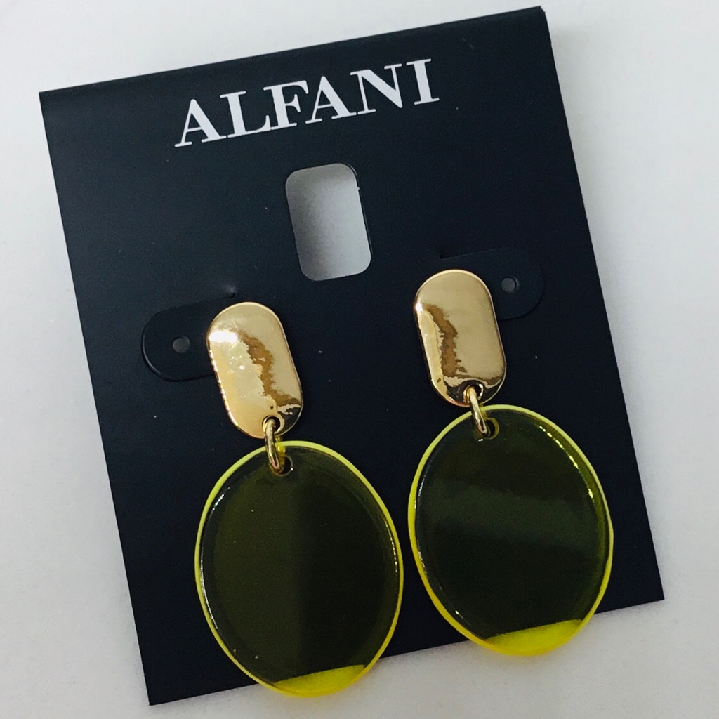 Gold-Tone Color Disc Drop Earrings Yellow New 18$